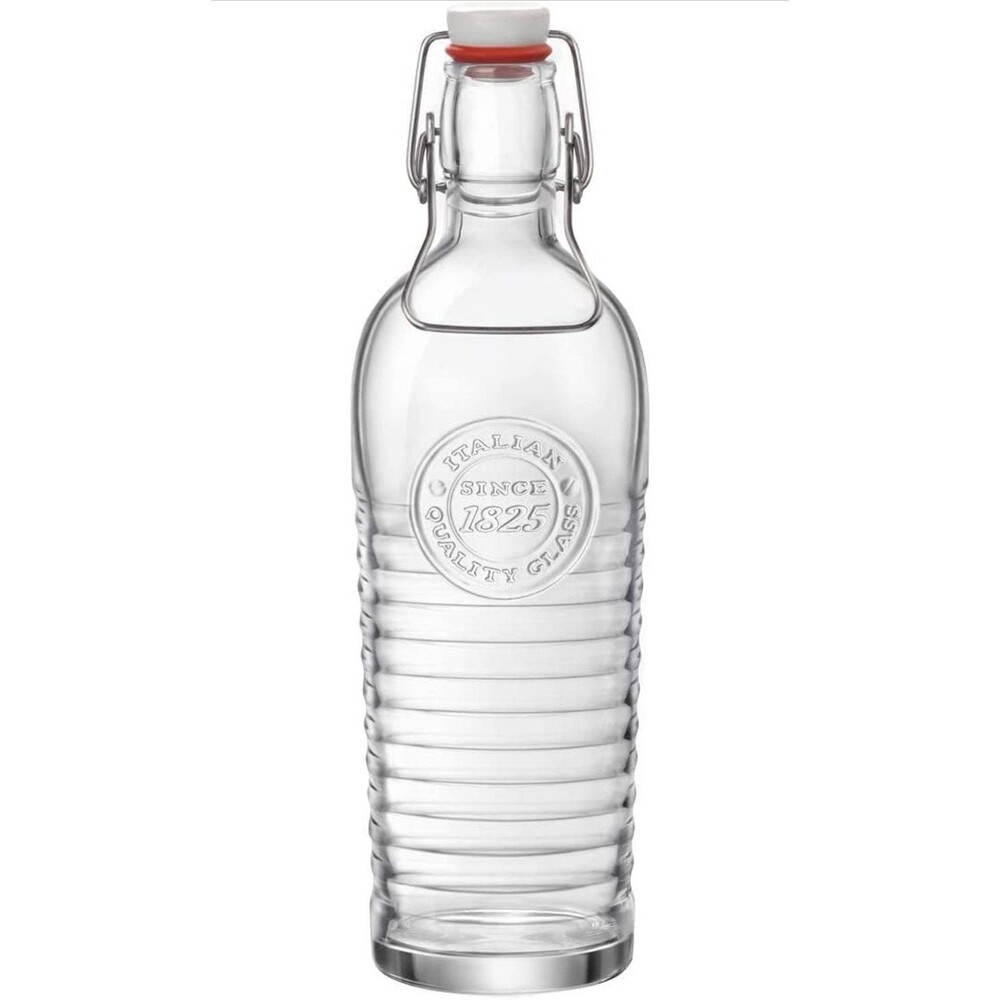 Bormioli Rocco Officina Water Bottle | 37.25 oz, Italian Glass Pitcher Clear
